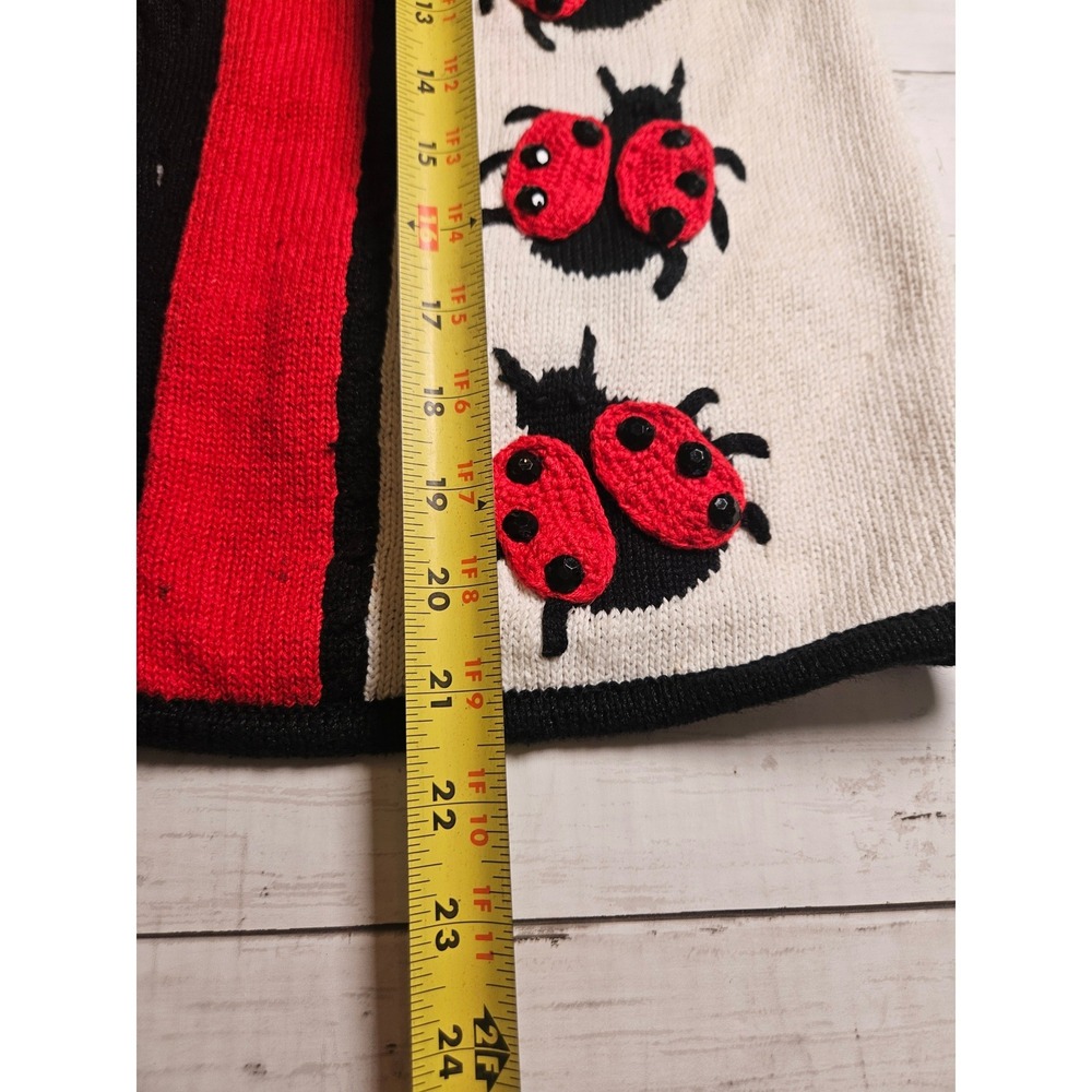 BellePointe Vintage Ladybug Knit Vest Red Cream Black Crochet Buttons Small - Picture 11 of 11